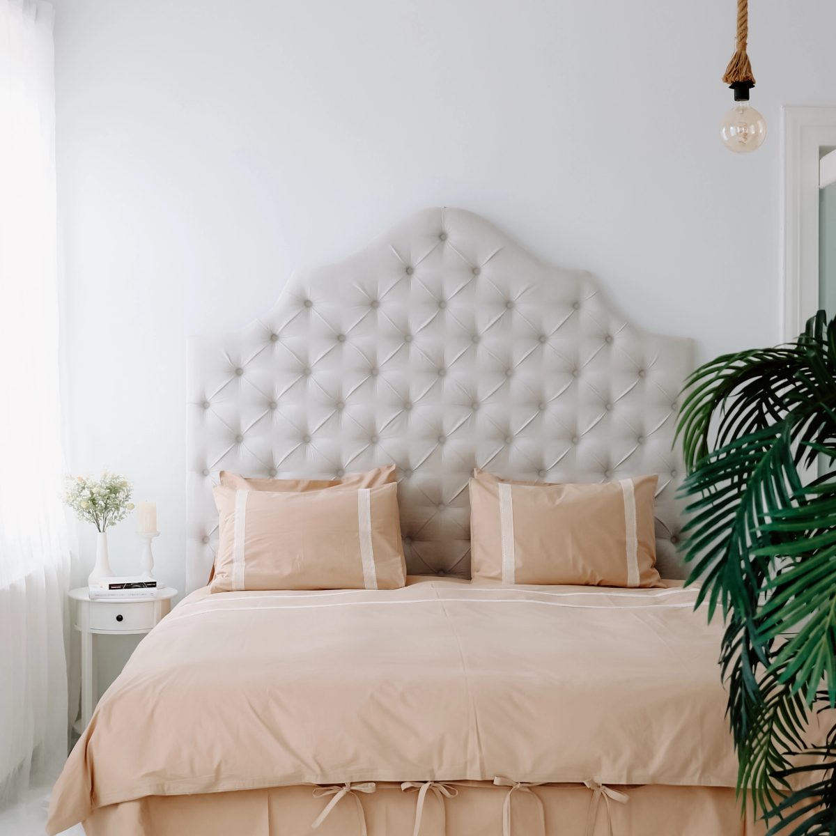 Lenjerie de pat cu dantelă, percale – Peach Fuzz